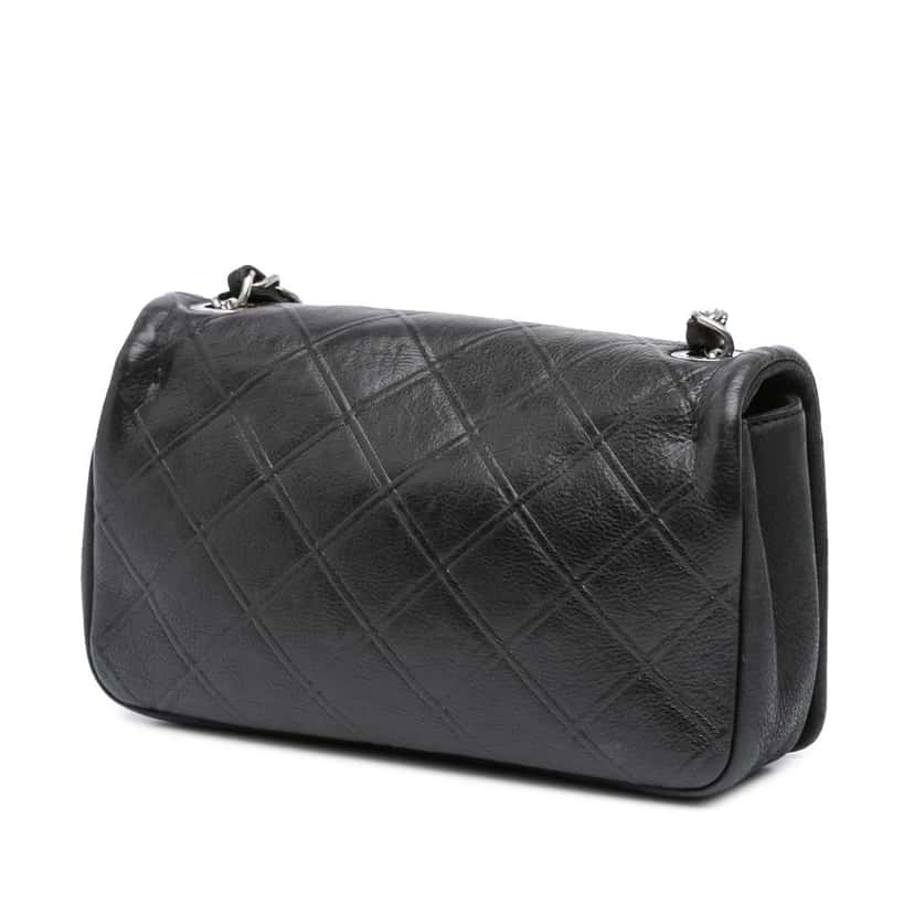 Chanel Small Diamond Embossed Calfskin New Chic Flap Black Leather Good condition - Back View