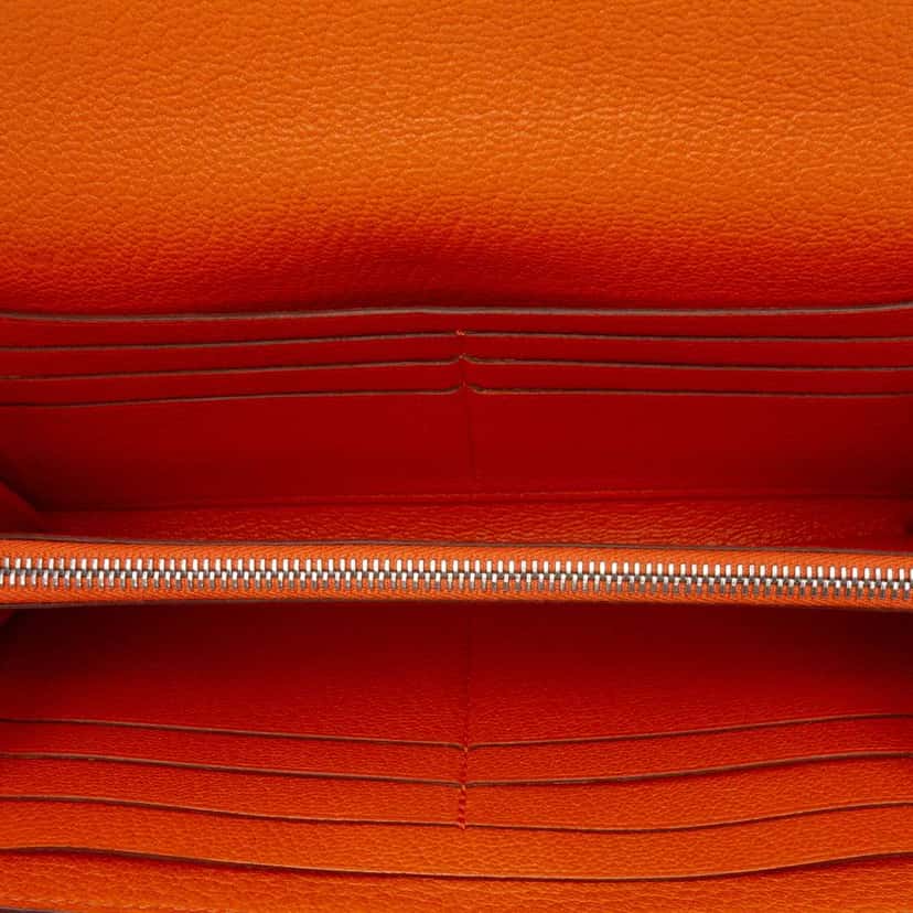 Hermès Chevre Mysore Kelly Longue Wallet Orange Leather Good condition - Model View