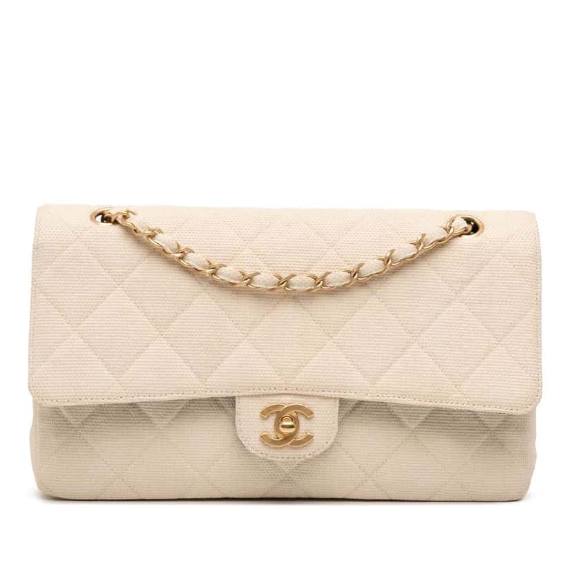 Chanel Medium Classic Canvas Double Flap Brown Canvas Good condition - Front View