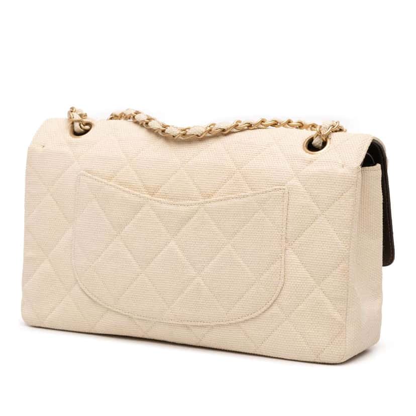 Chanel Medium Classic Canvas Double Flap Brown Canvas Good condition - Back View
