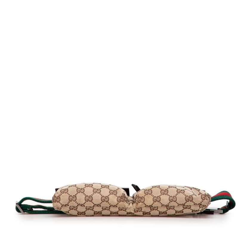 Gucci GG Canvas Web Double Pocket Belt Bag Brown Canvas Good condition - Inside View