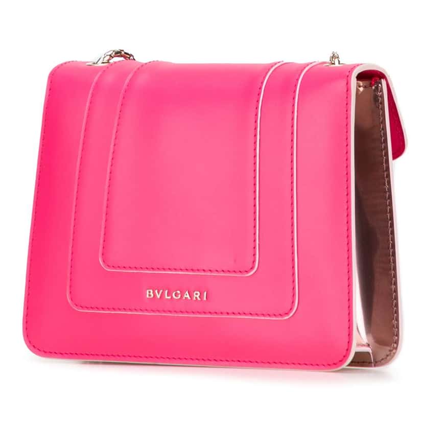 Bvlgari Small Leather Square Serpenti Forever Chain Crossbody Pink Leather Good condition - Back View