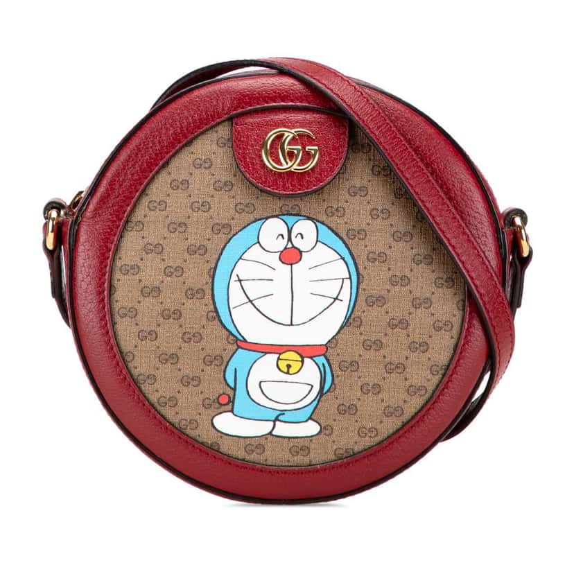 Gucci Micro GG Supreme Doraemon Round Crossbody Brown Canvas Good condition - Front View