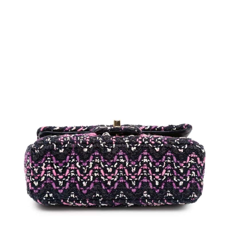 Chanel Mini Rectangular Classic Multicolor Cotton Stitched Single Flap Black Cotton Good condition - Inside View
