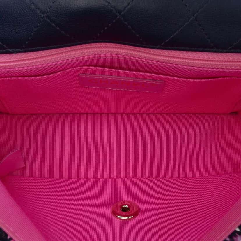Chanel Mini Rectangular Classic Multicolor Cotton Stitched Single Flap Black Cotton Good condition - Model View