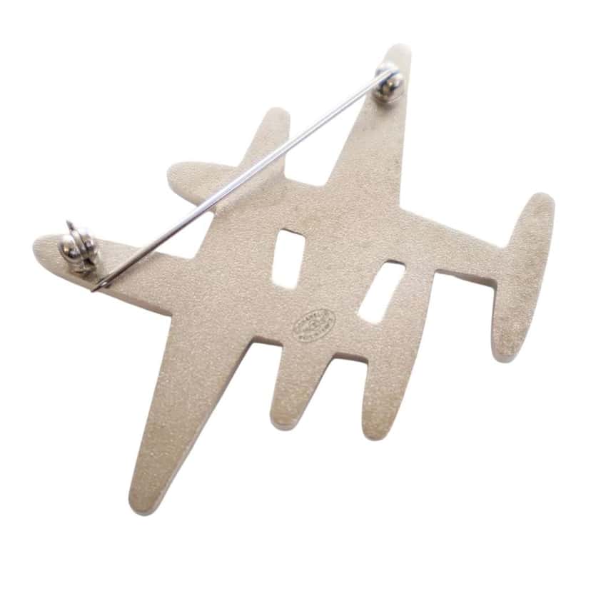 Chanel Enamel CC Striped Airplane Brooch White Good condition - Inside View