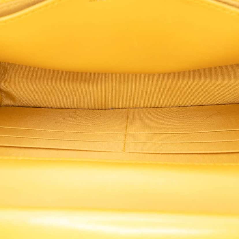 Chanel Quilted Lambskin Boy Wallet On Chain Yellow Leather Good condition - Model View