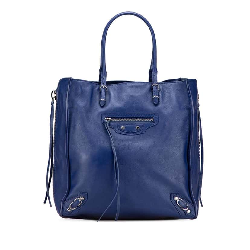 Balenciaga Leather Papier A5 Zip Around Tote Blue Leather Good condition - Front View