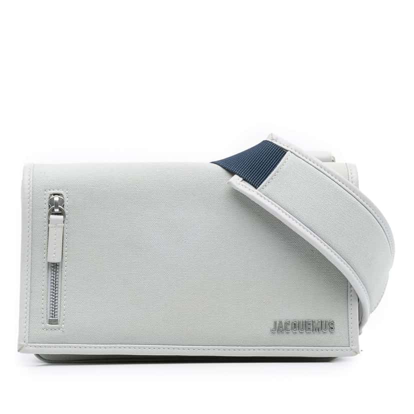 Jacquemus Mini Canvas and Leather Le Messageru Crossbody Grey Canvas Good condition - Front View