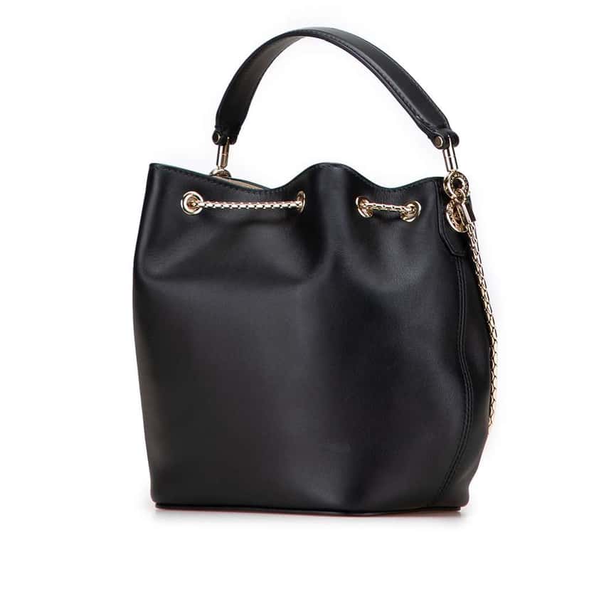 Bvlgari Leather Serpenti Forever Bucket Bag Black Leather Good condition - Back View