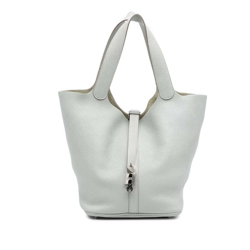 Hermès Clemence Picotin Lock 26 Blue Leather Good condition - Front View