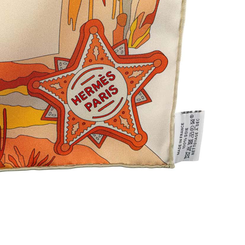 Hermès Bottes Story Silk Scarf Orange Silk Good condition - Inside View