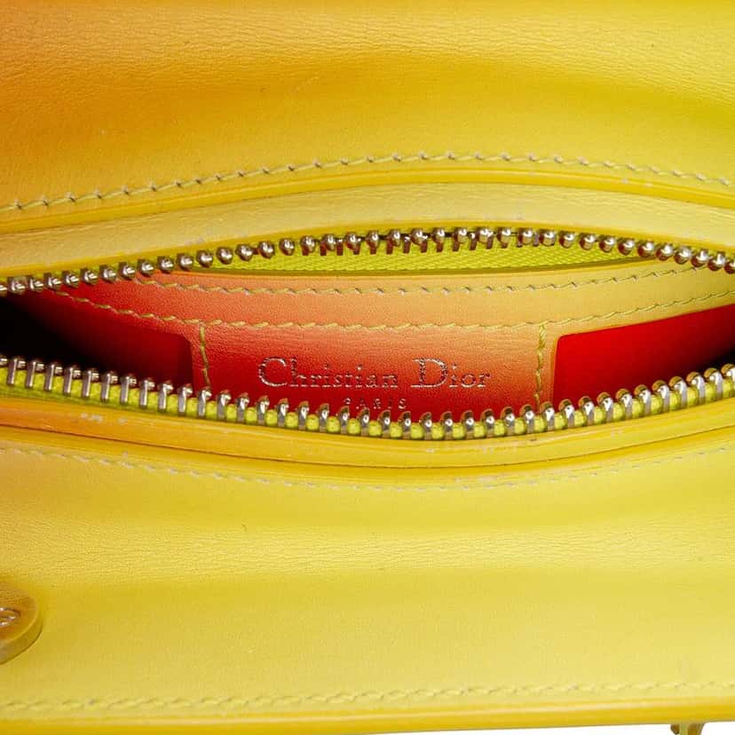 Dior Medium Ombre Calfskin Lady Dior Yellow Leather Good condition - Box View