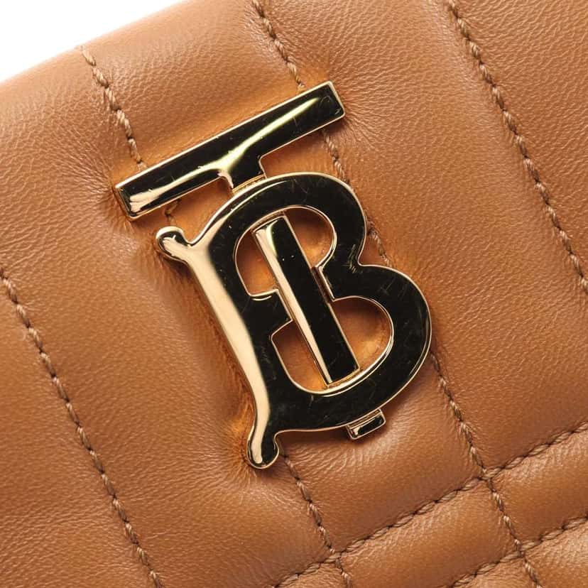 Burberry Micro Quilted Lambskin Lola Bucket Bag Brown Leather Good condition - Model View