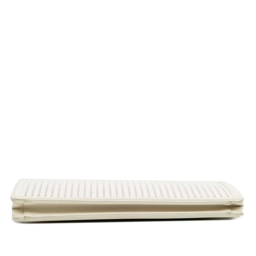 Chanel CC Perforated Calfskin Portfolio Clutch White Leather Good condition - Inside View