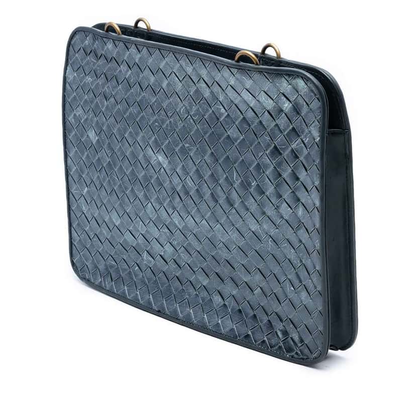 Bottega Veneta Nappa Intrecciato Shoulder Bag Blue Leather Good condition - Inside View