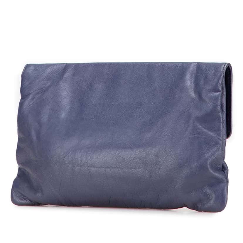 Balenciaga Lambskin Motocross Classic City Clutch Blue Leather Good condition - Back View