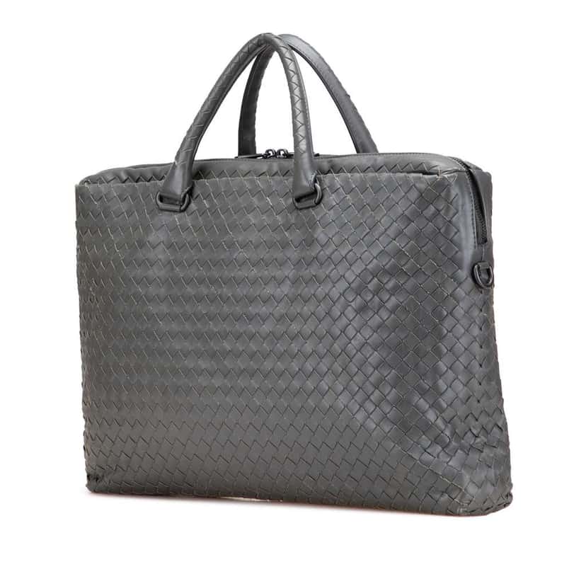 Bottega Veneta Nappa Intrecciato Business Bag Grey Leather Good condition - Back View