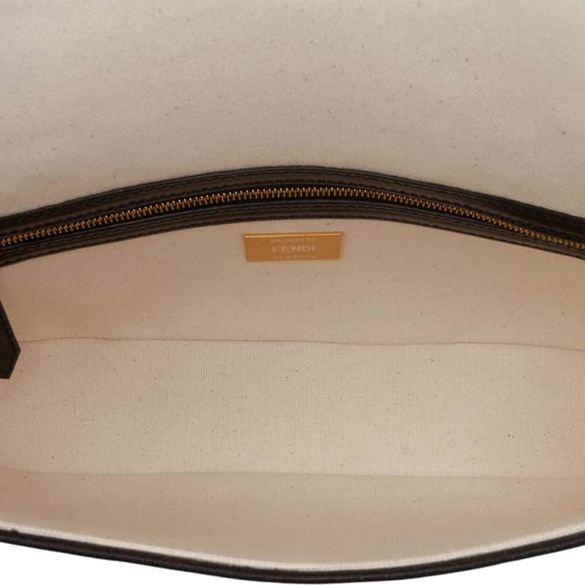 Fendi Chinese Valentines Day Zucca Embroidered Canvas Baguette Satchel Brown Canvas Good condition - Model View