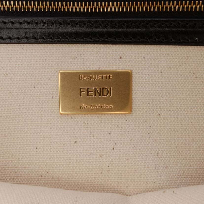 Fendi Chinese Valentines Day Zucca Embroidered Canvas Baguette Satchel Brown Canvas Good condition - Box View