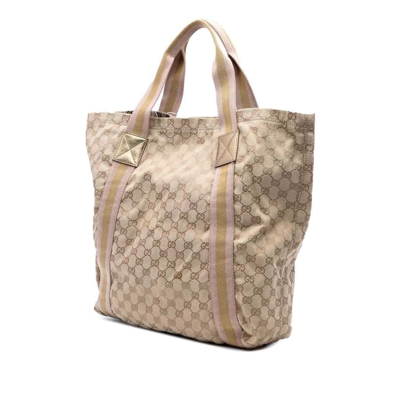 Gucci GG Canvas Web Tote Brown Canvas Good condition - Back View