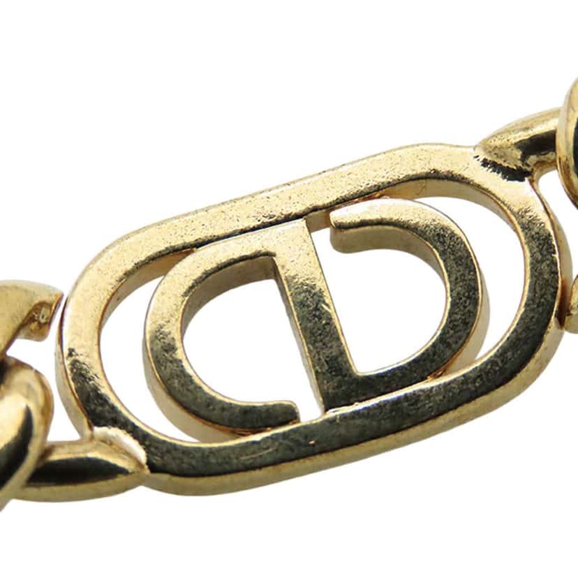 Dior Gold Plated Rhinestones 30 Montaigne Chain Bracelet Gold Metal Good condition - Inside View
