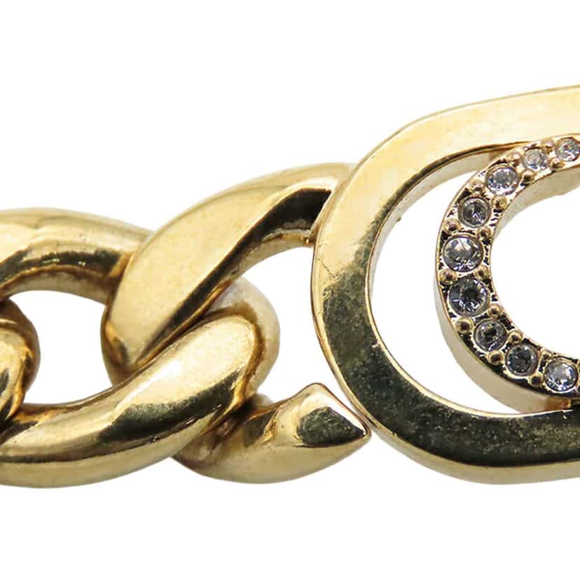 Dior Gold Plated Rhinestones 30 Montaigne Chain Bracelet Gold Metal Good condition - Model View