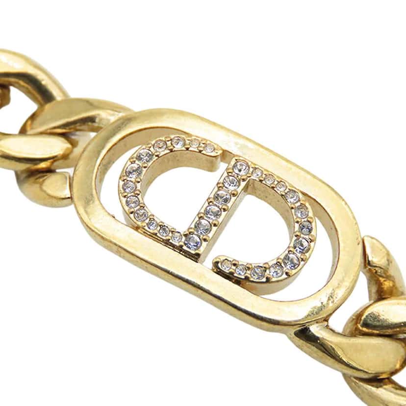 Dior Gold Plated Rhinestones 30 Montaigne Chain Bracelet Gold Metal Good condition - Box View