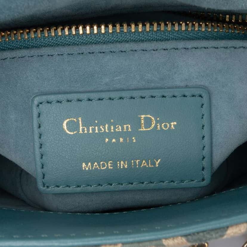 Dior Mini Canvas Honeycomb Embroidery Crystal Lady Dior Brown Canvas Good condition - Box View