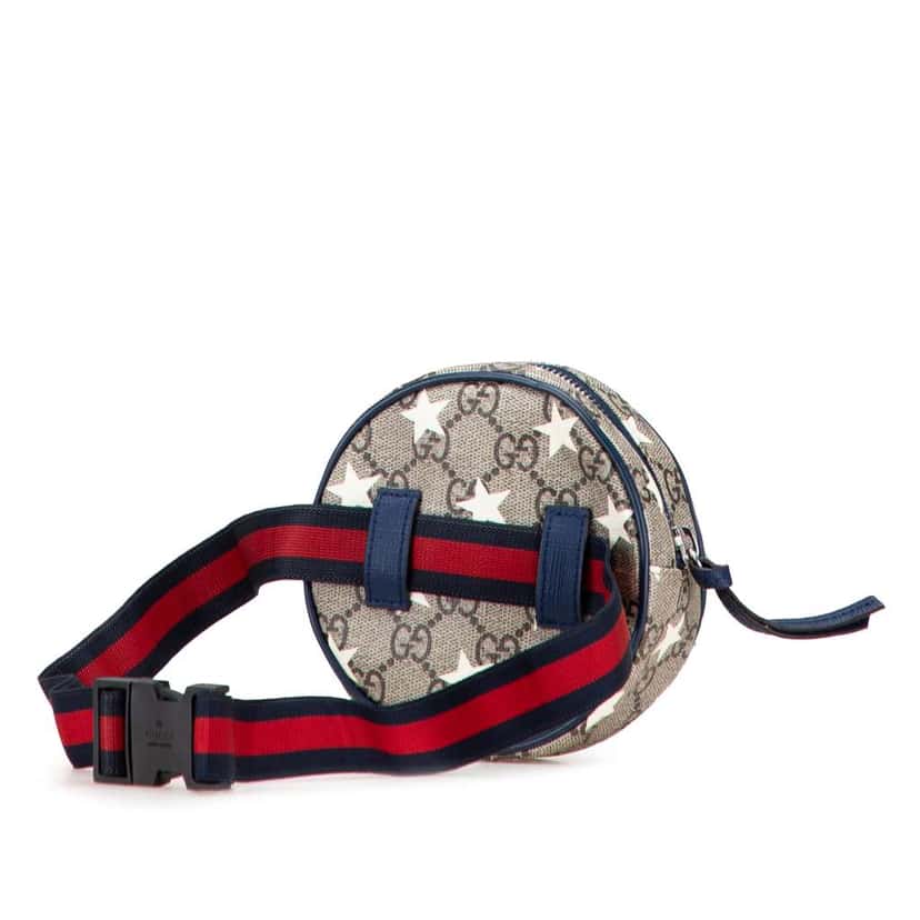 Gucci Kids GG Supreme Stars Web Belt Bag Brown Canvas Good condition - Back View