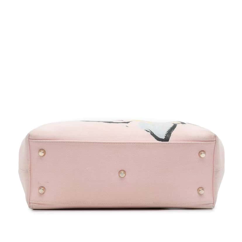 Dior Limited Edition Medium Canvas Floral Printed Diorissimo Satchel Pink Canvas Very good condition - Inside View