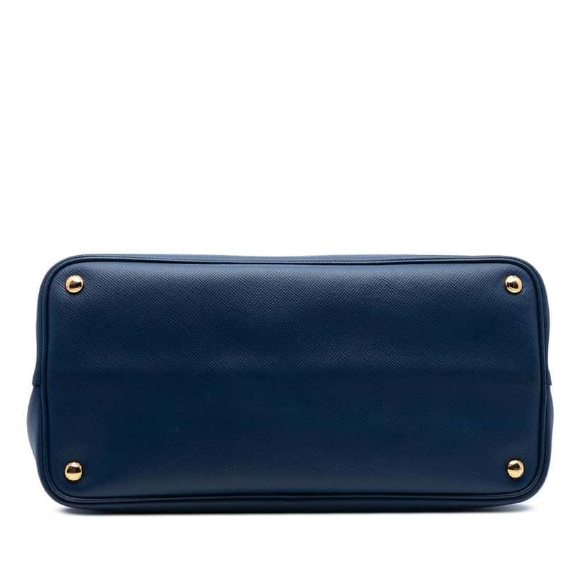 Prada Medium Saffiano Cuir Double Satchel Blue Leather Good condition - Inside View