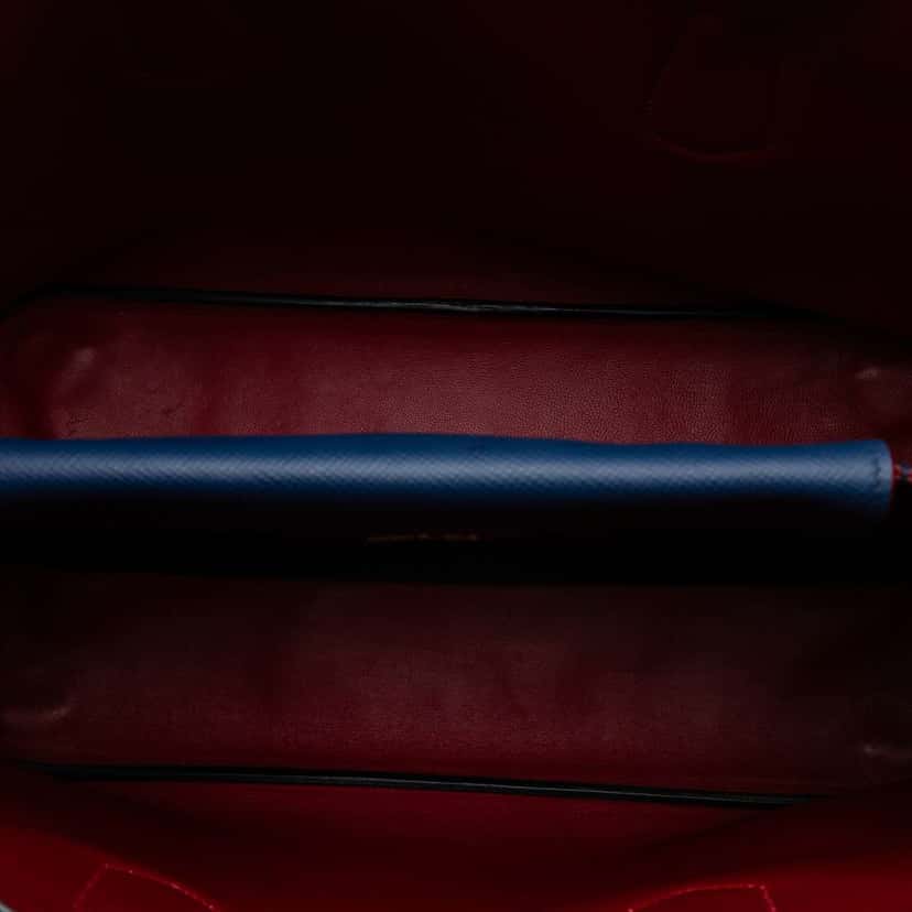 Prada Medium Saffiano Cuir Double Satchel Blue Leather Good condition - Model View