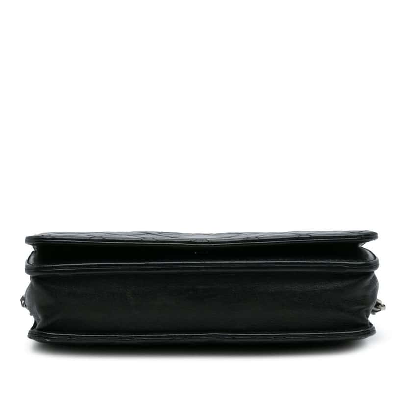 Chanel CC Quilted Lambskin Diamond Wallet On Chain Black Leather Good condition - Inside View