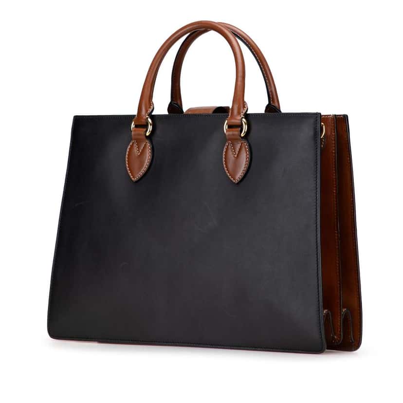 Gucci Large Leather Linea A Satchel Black Leather Good condition - Back View