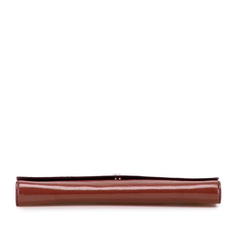 Saint Laurent Large Textured Patent Monogram Belle De Jour Clutch Brown Leather Good condition - Inside View