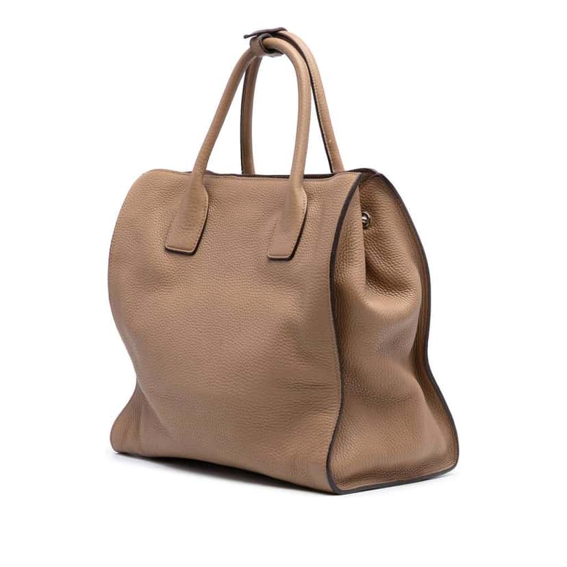 Prada Vitello Daino Open Convertible Tote Brown Leather Good condition - Back View