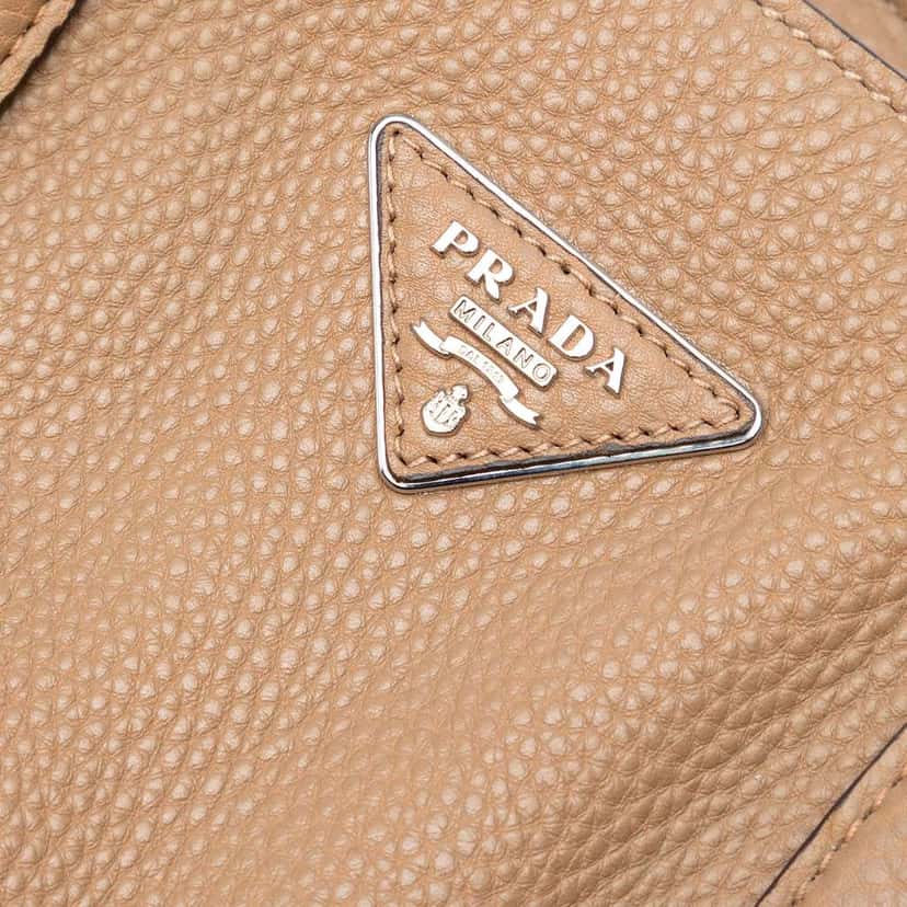 Prada Vitello Daino Open Convertible Tote Brown Leather Good condition - Box View