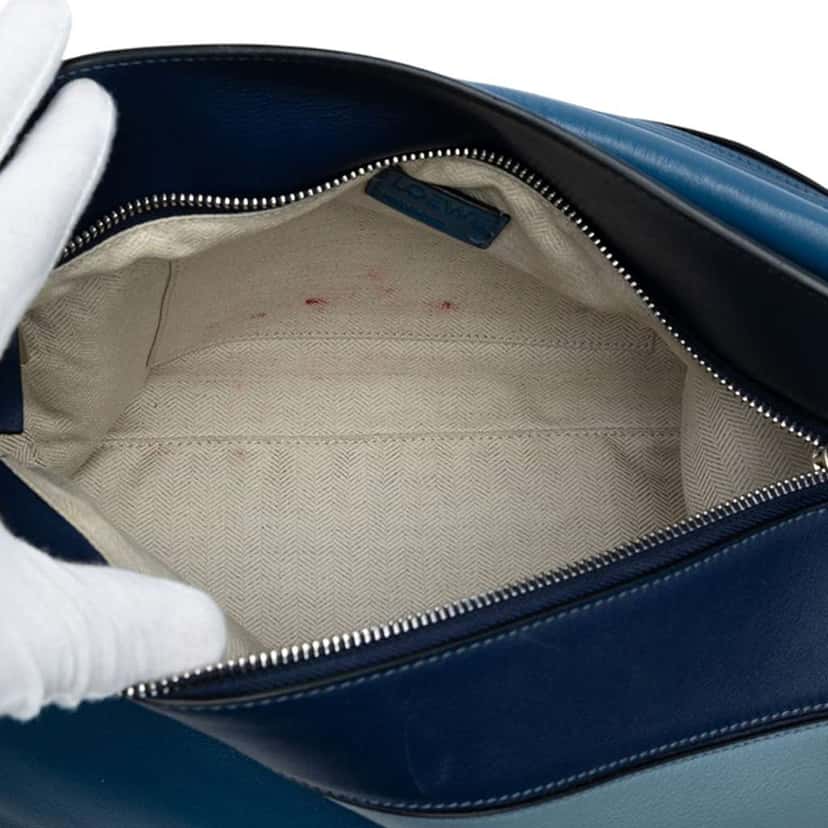 Loewe Medium Tricolor Calfskin Puzzle Satchel Blue Leather Good condition - Model View