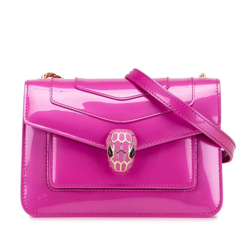 Bvlgari Patent Serpenti Forever Crossbody Pink Leather Good condition - Front View