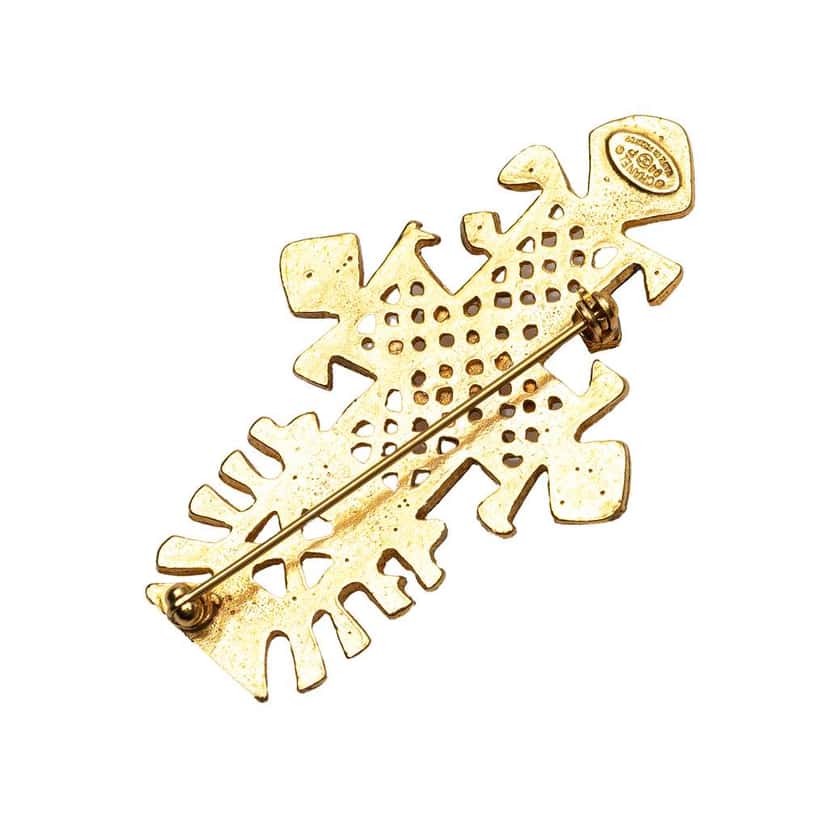 Chanel CC Gold Plated Cross Brooch Gold Metal Good condition - Back View