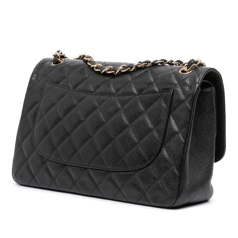 Chanel Jumbo Classic Caviar Double Flap Black Leather Good condition - Back View