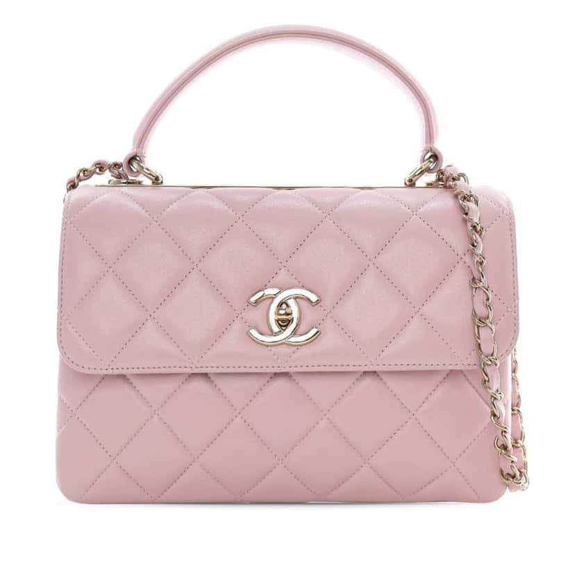Chanel Small Lambskin Trendy CC Top Handle Bag Pink Leather Good condition - Front View