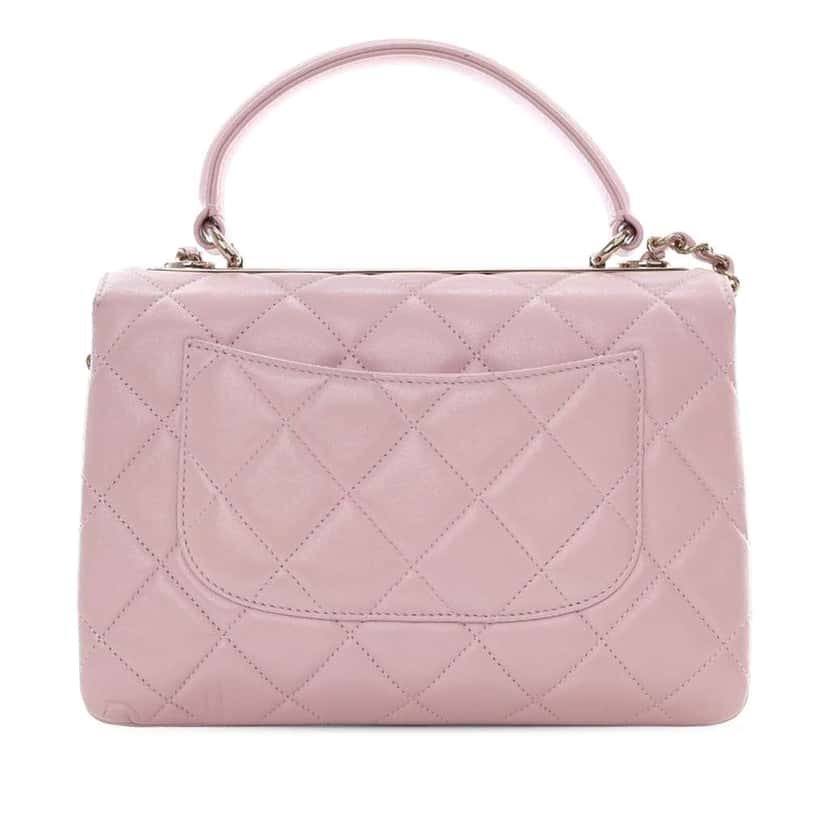Chanel Small Lambskin Trendy CC Top Handle Bag Pink Leather Good condition - Back View