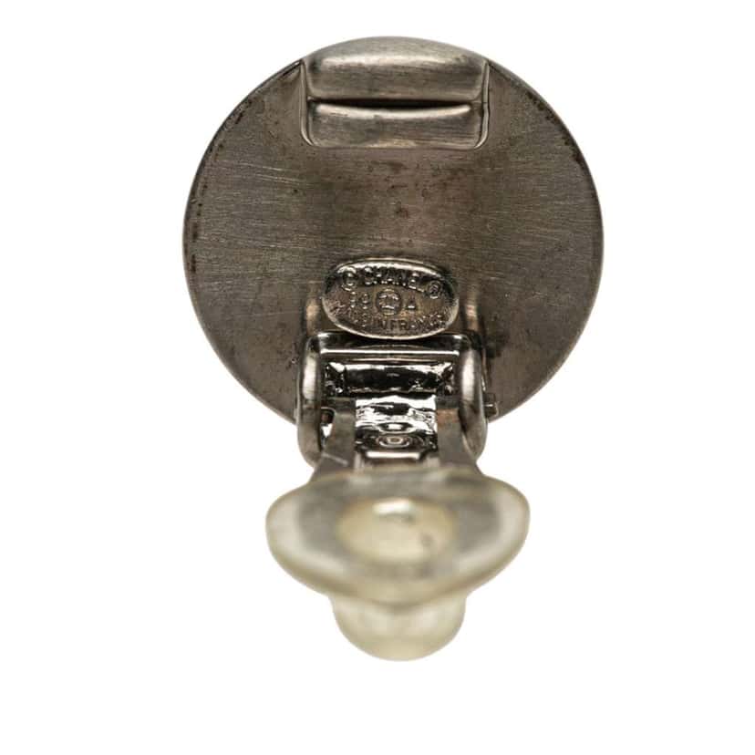 Chanel CC Silver and Gold Plated Round Clip On Earrings Silver Silver Good condition - Inside View