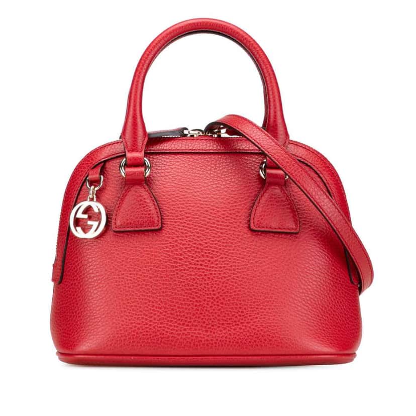 Gucci Mini Leather GG Charm Dome Satchel Red Leather Good condition - Front View