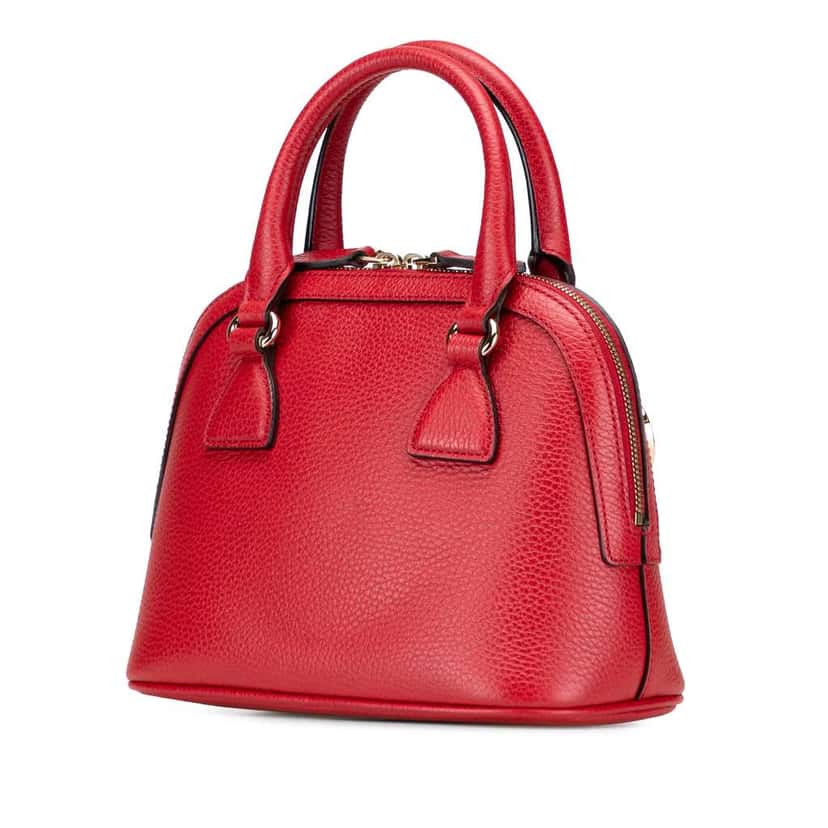 Gucci Mini Leather GG Charm Dome Satchel Red Leather Good condition - Back View