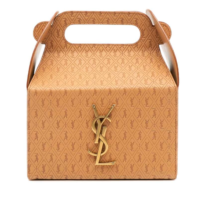 Saint Laurent Monogram Leather Take Away Box Bag Brown Leather Good condition - Front View