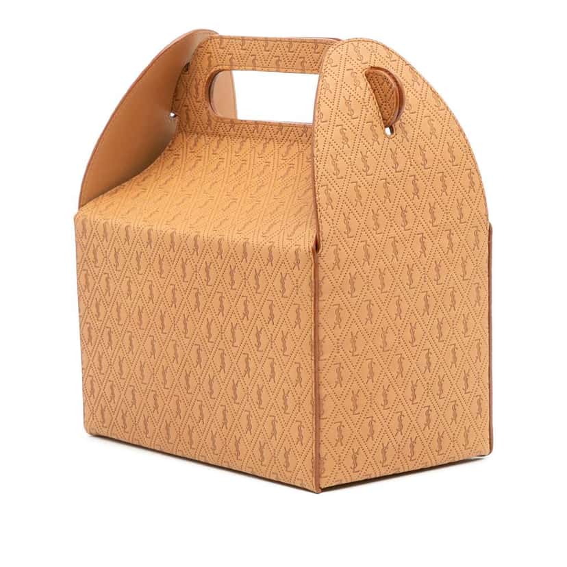 Saint Laurent Monogram Leather Take Away Box Bag Brown Leather Good condition - Back View