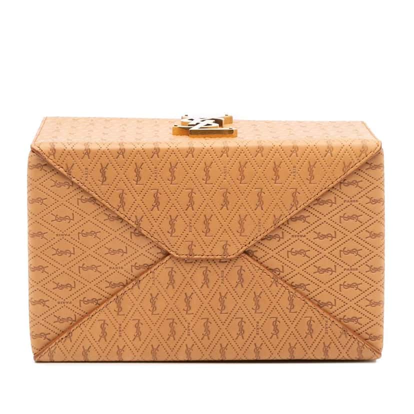 Saint Laurent Monogram Leather Take Away Box Bag Brown Leather Good condition - Inside View